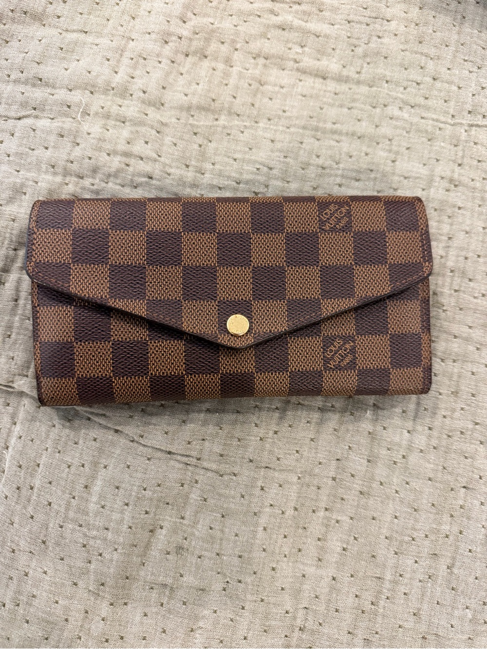 Louis Vuitton Brown Damier Check Envelope Wallet with Gold Snap